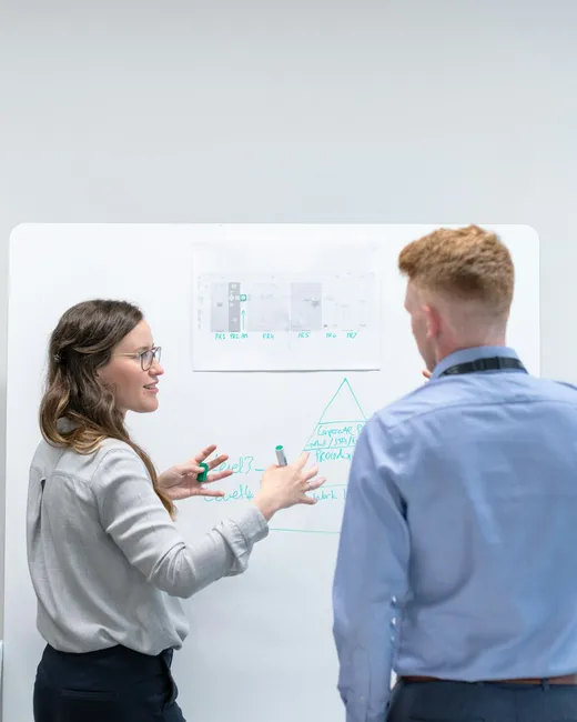 Projektteam am Whiteboard